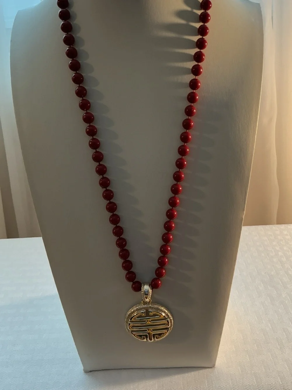Sarah Coventry Chinese Longevity Symbol Gold Tone Pendant Necklace